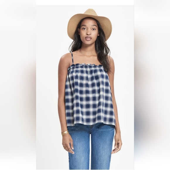 Madewell Tops - Madewell Gingham Baby Doll Lightweight Top Indigo Plaid  Medium M